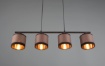 Immagine di Sospensione Lineare per Penisola Davos Paralumi Tessuto Tortora e Oro 4xE14 Trio Lighting