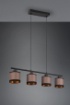Immagine di Sospensione Lineare per Penisola Davos Paralumi Tessuto Tortora e Oro 4xE14 Trio Lighting