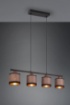 Immagine di Sospensione Lineare per Penisola Davos Paralumi Tessuto Tortora e Oro 4xE14 Trio Lighting