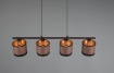 Immagine di Sospensione Lineare per Penisola Davos Paralumi Tessuto Tortora e Oro 4xE14 Trio Lighting
