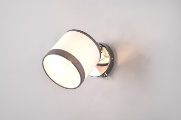 Immagine di Faretto Davos Cromo con Spot E14 Orientabile Paralume Tessuto Bianco e Grigio Trio Lighting 
