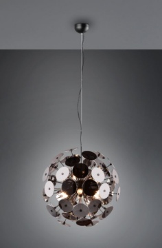 Immagine di Sospensione Discalgo 6 Luci Dischetti Decorativi Metallo e Vetro Cromo Ø54 cm Trio Lighting 