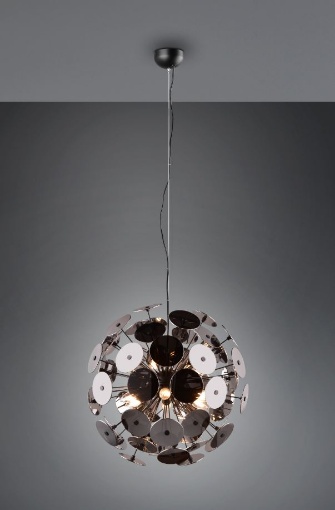 Immagine di Sospensione Discalgo 6 Luci Dischetti Decorativi Metallo e Vetro Cromo Ø54 cm Trio Lighting 