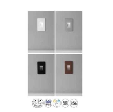 Immagine di Segnapasso Da Esterno Led CCT Faretto Incasso Parete Per Cassetta 503 504 IP65 Stratos Intec