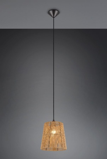 Immagine di Piccola Lampada a Sospensione Paralume Carta Marrone Holm 1xE27 Trio Lighting