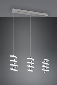Immagine di Sospensione In Linea 3 Spirali Led 24w 4000k Dimmerabile Cromo Laola Trio Lighting