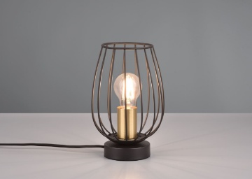 Immagine di Lumetto Gabbia Metallo Nero e Ottone Grid 1xE27 Trio Lighting 
