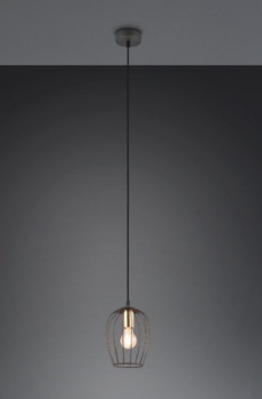 Immagine di Piccola Sospensione per Penisola Gabbia Metallo Nero e Ottone Grid Ø16 cm Trio Lighting