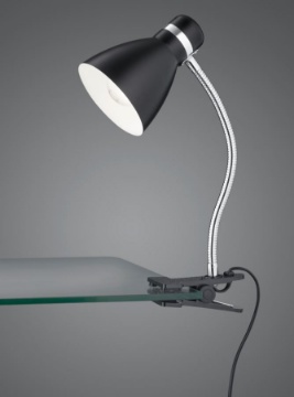 Immagine di Lampada da Studio Nera Braccio Cromo Flessibile con Pinza 1xE27 Harvey Trio Lighting 