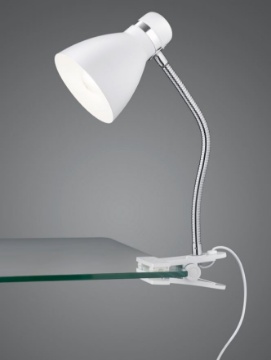 Immagine di Lampada da Studio Bianca Braccio Cromo Flessibile con Pinza 1xE27 Harvey Trio Lighting 