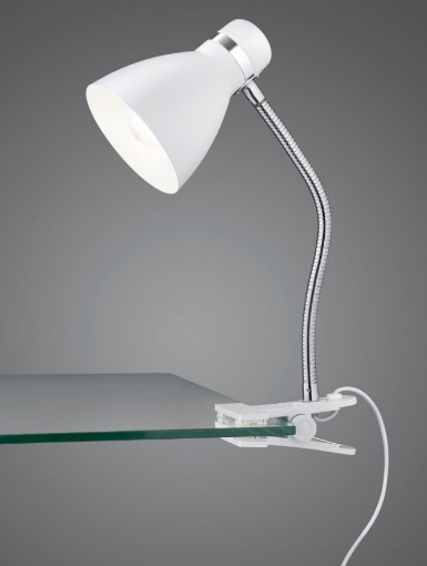 Immagine di Lampada da Studio Bianca Braccio Cromo Flessibile con Pinza 1xE27 Harvey Trio Lighting 