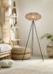 Immagine di Piantana Treppiede Paralume Ovale Fibre Naturali Hedda Trio Lighting