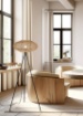 Immagine di Piantana Treppiede Paralume Ovale Fibre Naturali Hedda Trio Lighting