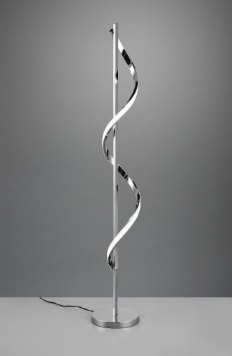 Immagine di Piantana Cromo Design Moderno Vortice Led 4000k con Dimmer a Pedale Isabel Trio Lighting