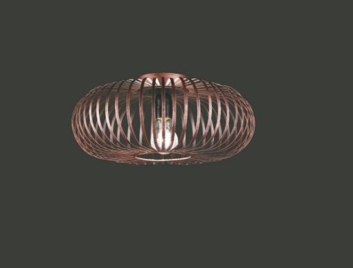 Immagine di Plafoniera Industrial Johann Gabbia Metallica Rame Anticato Ø40 cm Trio Lighting