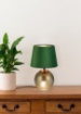 Immagine di Lumetto Jonna Sfera Vetro Ambra e Paralume Velluto Verde 2xE14 Trio Lighting 