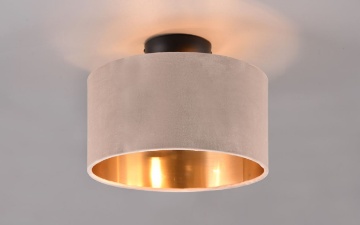 Immagine di Plafoniera Paralume Rotondo Julieta Velluto Beige e Oro 2xE14 Trio Lighting