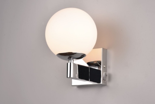 Applique Cromo Illuminazione Specchio Bagno Kula Paralume Sfera Vetro  Bianco IP44 Trio Lighting