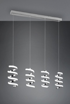 Immagine di Sospensione Moderna 4 Spirali in Linea Led 4000k Cromo Laola Trio Lighting 