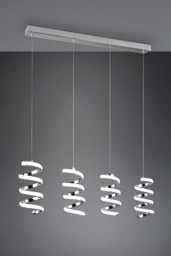 Immagine di Sospensione Moderna 4 Spirali in Linea Led 4000k Cromo Laola Trio Lighting 