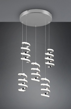 Immagine di Sospensione Cromo Rotonda Moderna 5 Riccioli Led Luce Naturale Laola Trio Lighting 