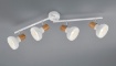 Immagine di Lampada da Soffitto 4 Faretti Orientabili Latika Bianco con Inserti Legno Trio Lighting