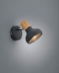 Immagine di Faretto Singolo Spot Cono 1xE14 Orientabile Latika Nero con Inserto Legno Trio Lighting