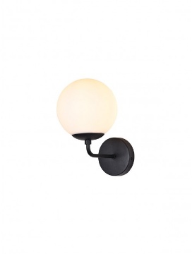 Immagine di Applique Bowling Nero Opaco Sfera Vetro Opale 1xE27 Smarter Lighting