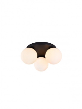 Immagine di Plafoniera Bowling Nero Rotonda 3 Sfere Vetro Bianco 3xE27 Smarter