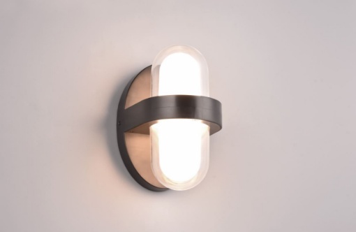 Immagine di Applique Stondata per Ingressi Led Limeira IP44 Nero Opaco Trio Lighting