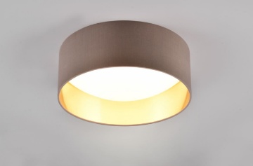 Immagine di Plafoniera Led Moderna Paralume Tessuto Tortora Ø30 cm Locarno Trio Lighting 