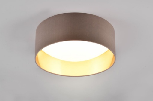 Immagine di Plafoniera Led Moderna Paralume Tessuto Tortora Ø30 cm Locarno Trio Lighting 