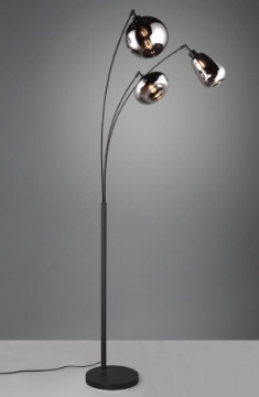 Immagine di Piantana Nera ad Arco 3 Paralumi Vetro Cromo Forme Diverse Lumina Trio Lighting 