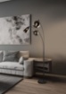Immagine di Piantana Nera ad Arco 3 Paralumi Vetro Cromo Forme Diverse Lumina Trio Lighting 
