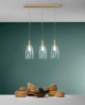 Immagine di Sospensione Binario Oro Vetri Trasparenti Per Tavolo Brandy S3 Luce Ambiente Design