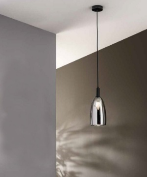 Immagine di Lampada Pendente Per Tavolo Penisola Vetro Cromo Weizen S1 Luce Ambiente Design