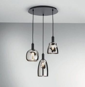 Immagine di Lampadario 3 Luci Per Soggiorno Bocce Vetro Cromo Weizen S3 Luce Ambiente Design