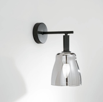 Immagine di Applique Metallo Nero Con Vetro Cromato 1xE14 Weizen AP Luce Ambiente Design