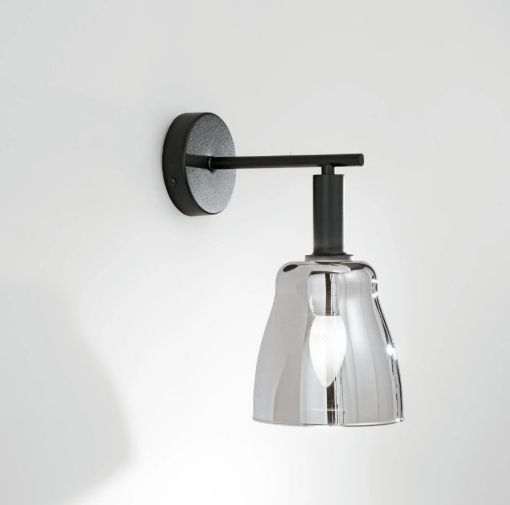 Immagine di Applique Metallo Nero Con Vetro Cromato 1xE14 Weizen AP Luce Ambiente Design