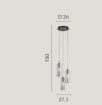 Immagine di Sospensione Cilindri Vetro 3 Luci Per Tavolo Pranzo Magic S3 Luce Ambiente Design