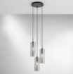 Immagine di Sospensione Cilindri Vetro 3 Luci Per Tavolo Pranzo Magic S3 Luce Ambiente Design