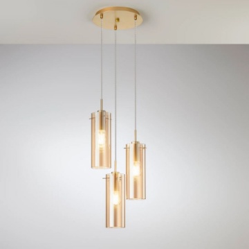 Immagine di Sospensione Cilindri Vetro 3 Luci Per Tavolo Pranzo Magic S3 Luce Ambiente Design