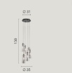 Immagine di Lampadario 6 Luci E27 Cilindri Vetro Tavolo Pranzo Magic S6 Luce Ambiente Design