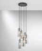 Immagine di Lampadario Moderno Cascata Cilindri Vetro Per Tavolo Pranzo Magic S6 Fan Europe