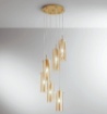 Immagine di Lampadario 6 Luci E27 Cilindri Vetro Tavolo Pranzo Magic S6 Luce Ambiente Design