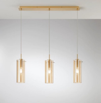Immagine di Lampadario Magic SQ3 Per Tavolo Con Cilindri Pendenti Vetro 3xE27 Luce Ambiente Design