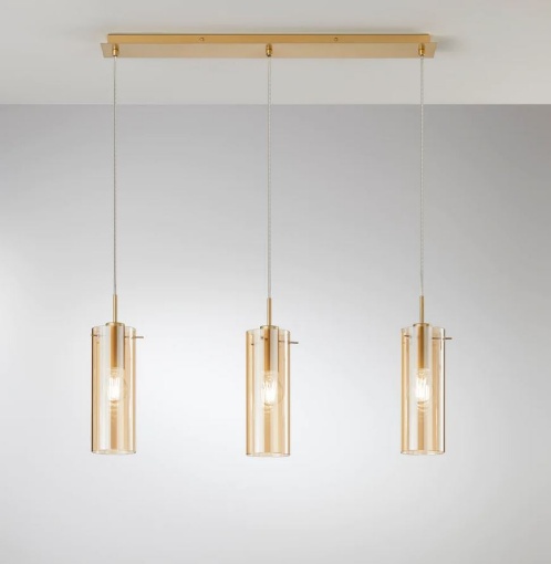 Immagine di Lampadario Magic SQ3 Per Tavolo Con Cilindri Pendenti Vetro 3xE27 Luce Ambiente Design
