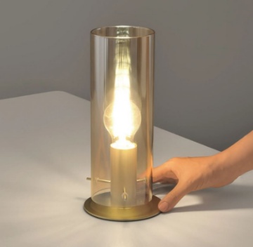 Immagine di Lampada Da Tavolo Moderna Con Cilindro Vetro Extra Lucido 1xE27