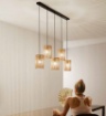 Immagine di Lampadario Lineare Per Tavolo Pendenti Carta Naturale Tropikana S5 Fan