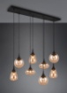 Immagine di Lampadario Per Soggiorno Nero Con Vetri Pendenti Ambra Lumina Trio